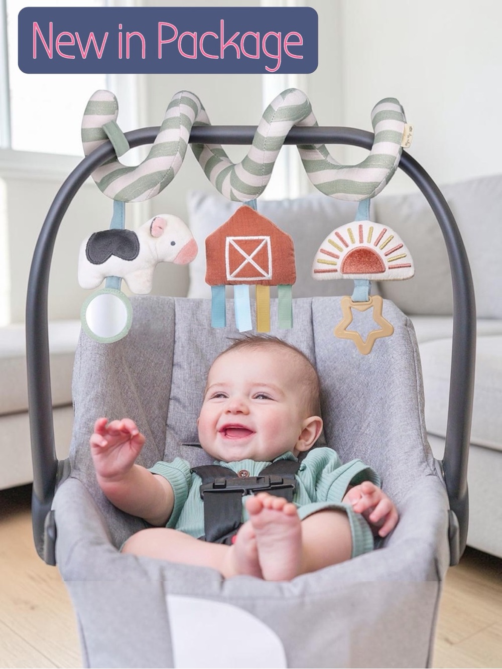 🚗🐄🌈 ⭐️ Itzy Ritzy Spiral Car Seat & Stroller Activity Toy – Farm Theme